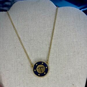 Tory Burch Pendant Necklace - Navy Blue with Dustbag